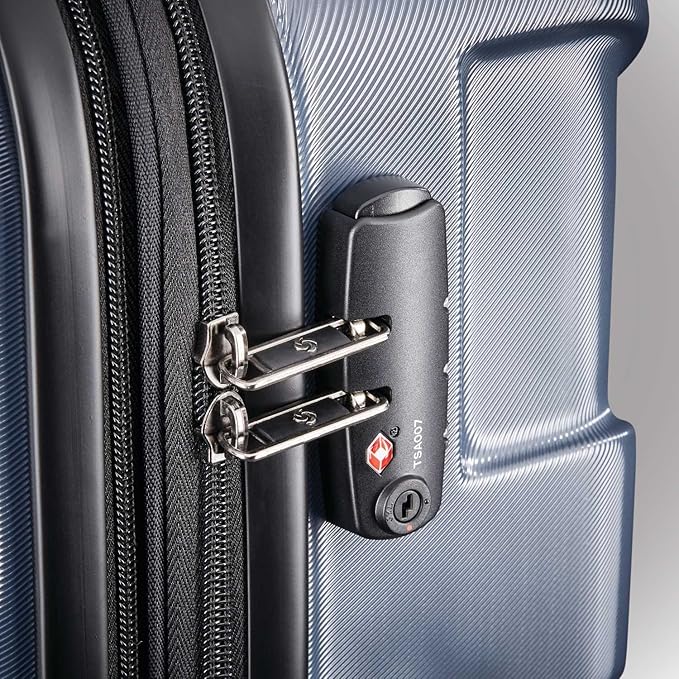 Samsonite Centric Hardside Expandable Luggage with Spinner Wheels, Blue Slate, Checked-Medium 24-Inch