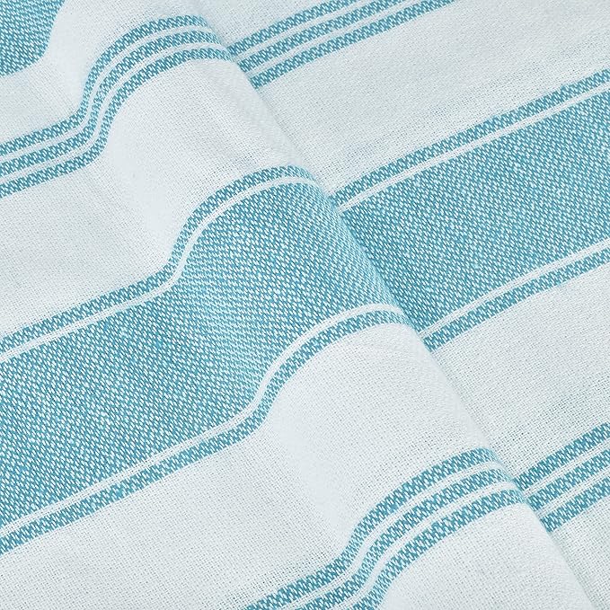 GLAMBURG Peshtemal Turkish Towel Cotton Oversized Beach Towels 36x71 Set of 6 for Adults, Soft Durable Absorbent Extra Large Bath Sheet Hammam - Aqua Blue