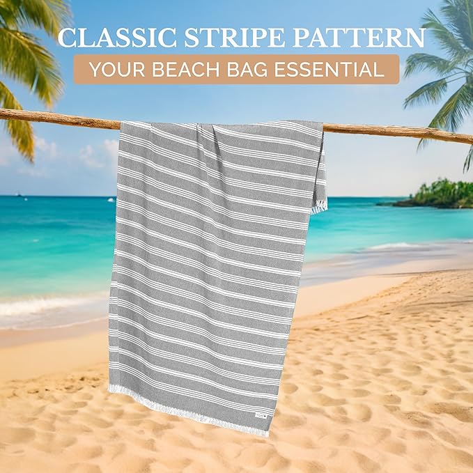 Casa Platino Quick Dry Beach Towels, Oversized Pool Towel for Travel, Pre-Washed Lightweight Design, Sand Free and Soft for Relaxing Days at The Pool, Beach, or Outdoor Adventures – 39"x71" Grey
