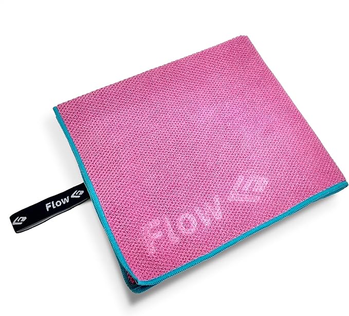 Flow Microfiber Quick Dry Swim Towel - Pool Towels for Competitive Swimming and Other Water Sports with Medium and Large Options Available (Pink, Medium (47” x 20”))