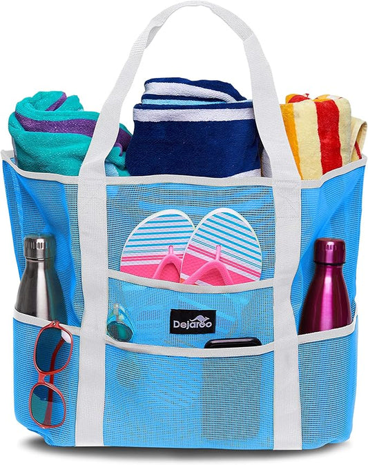 Dejaroo Mesh Sand Free Bag - Strong Lightweight Bag For Beach & Vacation Essentials. Tons of Storage!