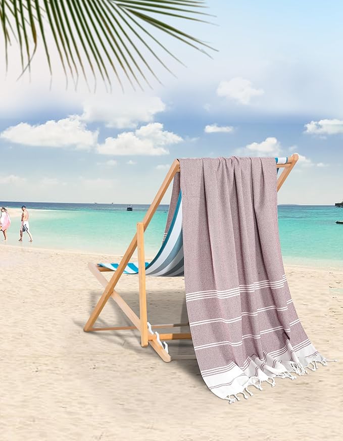LANE LINEN Large Pool Towels, XL Beach Towel, Pre-Washed, No Shrink, Quick Dry Oversized Beach Towels, Stylish Beach Towel for Women, Sand Free Towel, 39"x71" - Fired Brick