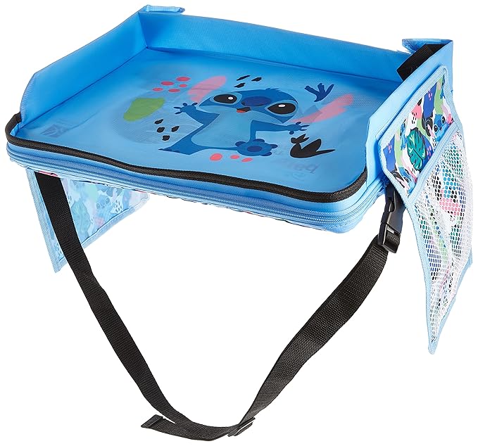 J.L. Childress Disney Baby 3-IN-1 Kids Travel Tray & Tablet Holder - Car Seat Lap Tray Desk for Toddlers, Road Trip Essentials, Car Seat Activity Table, Travel Accessories - Stitch