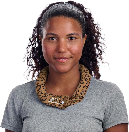 KOOLGATOR Evaporative Cooling Neck Wrap – Reusable Neck Cooler with Long Lasting Relief During Hot Weather Activities, Sports, & Outdoor Work, Leopard Print, 1 Pack