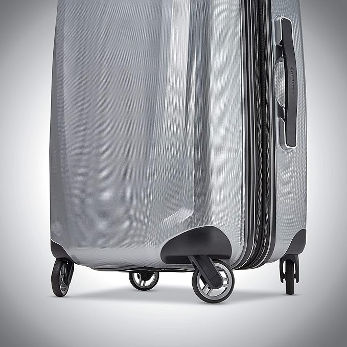 Samsonite Winfield 3 DLX Hardside Expandable Luggage with Spinners, Silver, Checked-Medium 25-Inch