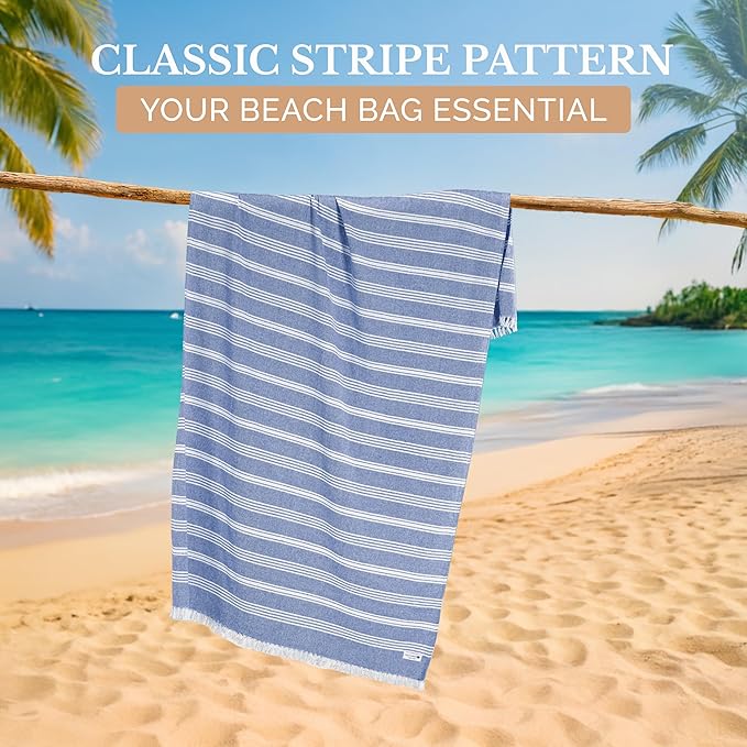 Casa Platino Lightweight Beach Towels, 39"x71" Oversized and Soft Turkish Pool Towel, Quick Dry and Pre-Washed Design for Outdoor Travel, Vacations, Road Trips, or Everyday Use – Sky Blue