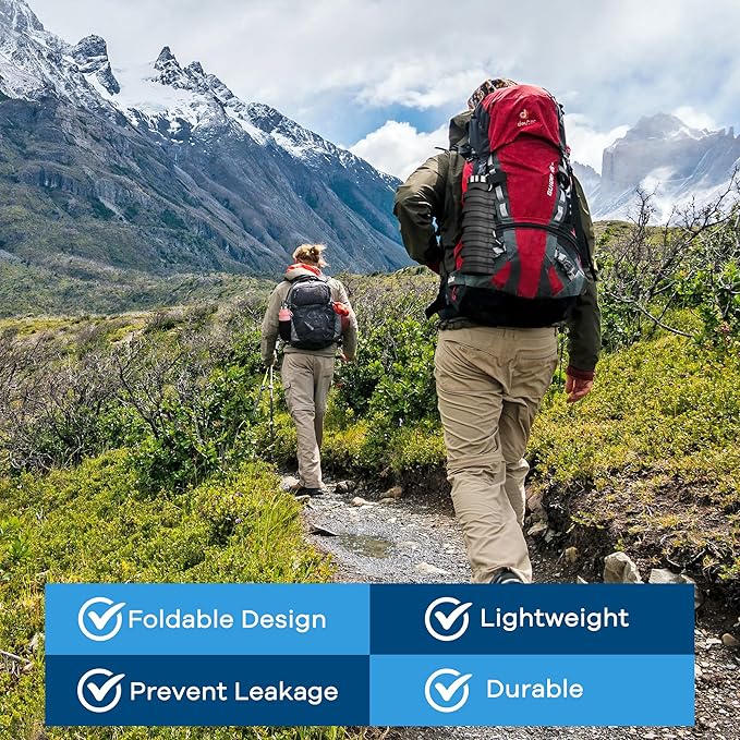Collapsible Water Bottles 17oz, Portable Leak-Proof Travel Water Bottle, Reusable BPA Free Silicone Foldable Water Bottle with Carabiner for Gym, Traveling, Camping, Hiking, Sports(Black+Pink)