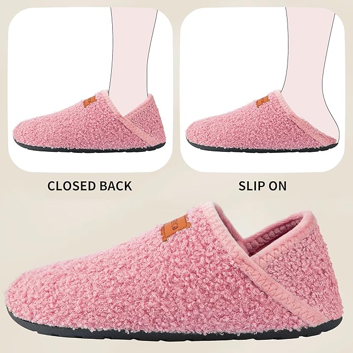 Women's Men's Fuzzy Fur Slippers Casual House Shoes Non Slip Barefoot Slipper Socks Warm Closed Back Indoor Outdoor Shoes