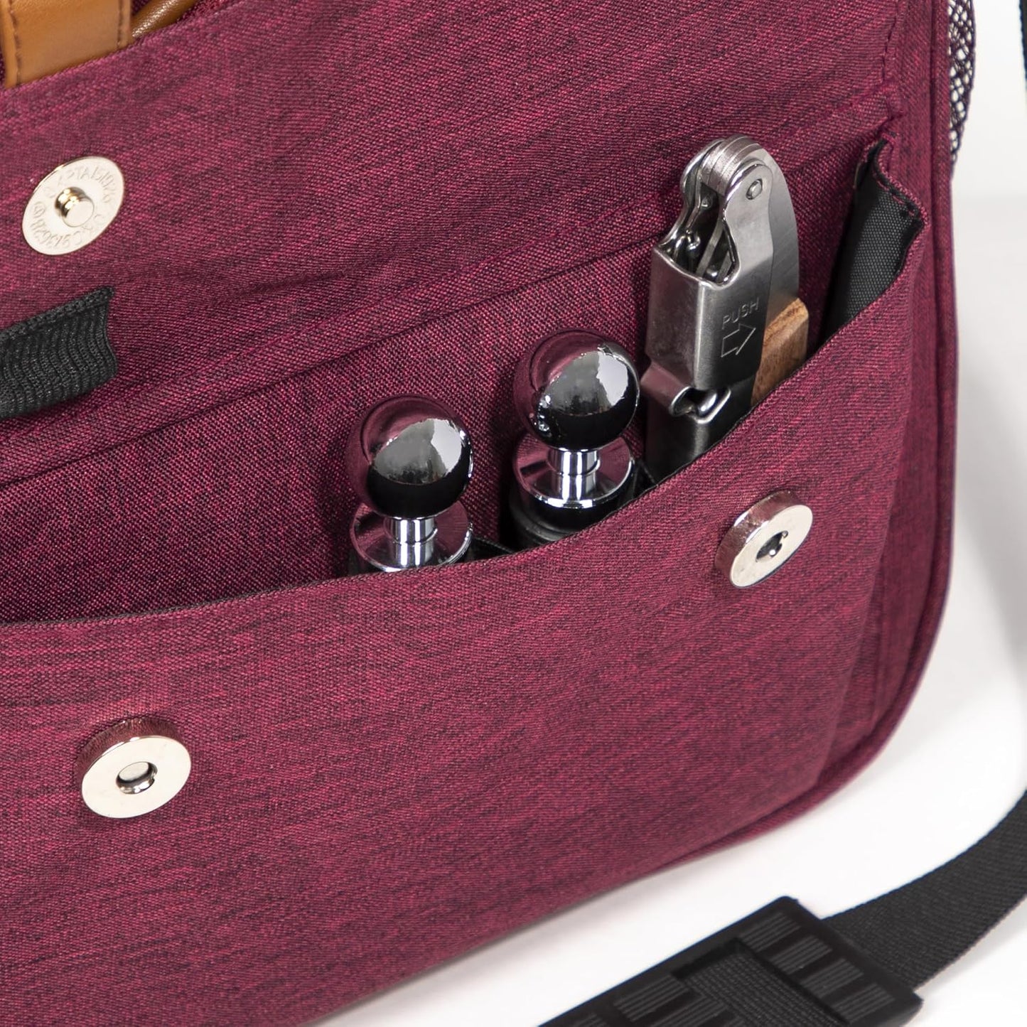 Insulated Red Wine Edition Carrier | 2-3 Bottle Travel Bag With Stainless Steel Tumblers | Cooler Tote for Travel - Great Gift for Wine Lovers (Red)