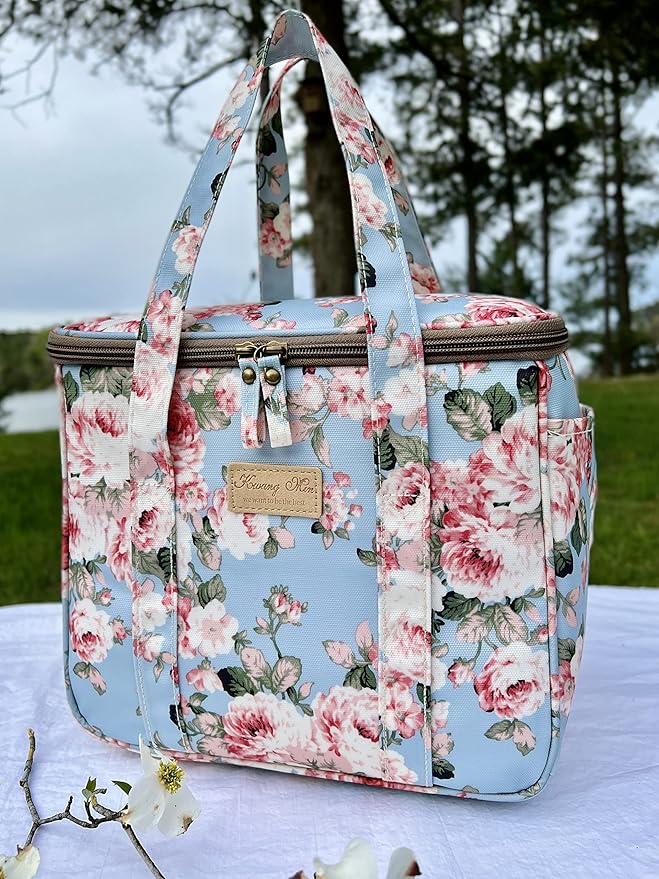 Kwang Min Insulated Insulated Cooler Bag,Reusable Large Lunch Bag for Women, Great for Outdoors,Camping,Party,Premium Quality,Adjustable Strap,Foldable