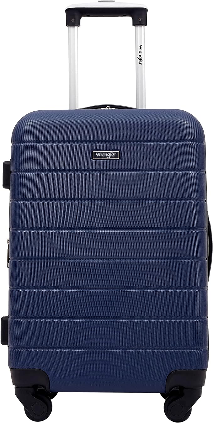 Wrangler Smart Spinner Hardside Luggage, 2 Piece Set, Navy Blue