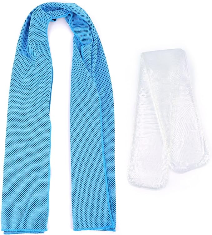 Dual-Action Cooling Neck Wraps, 37”x12” Cooling Towel + 220g Gel Sheet, Neck Coolers for Hot Weather, Ice Pack, Washable Gym Towel