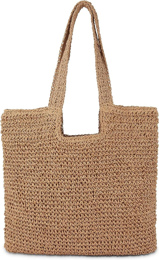 Straw Beach Tote Bag: Large Summer Boho Woven Bags - Rattan Handmade Shoulder Handbags for Women