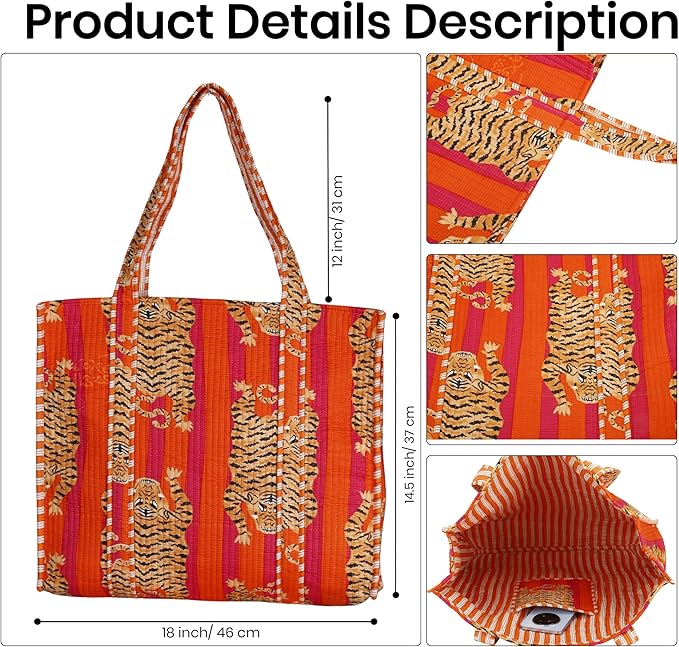 Marubhumi Women Lightweight Travel Bag Purse Cotton Shoulder Tote Bag For Shopping Grocery & Beach Bag