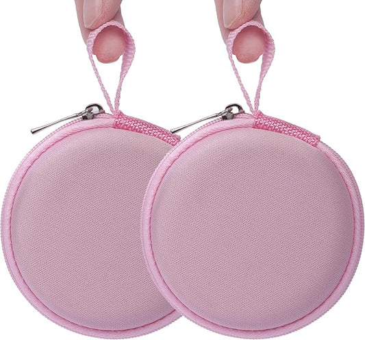Ginsco Mini-Portable Hard Shell Earbuds Case for Apple EarPods Headphones USB-C Wired Ear Buds/Samsung Galaxy Wired Earbuds, Travel Case for Earphones Earplugs (2, Pink)