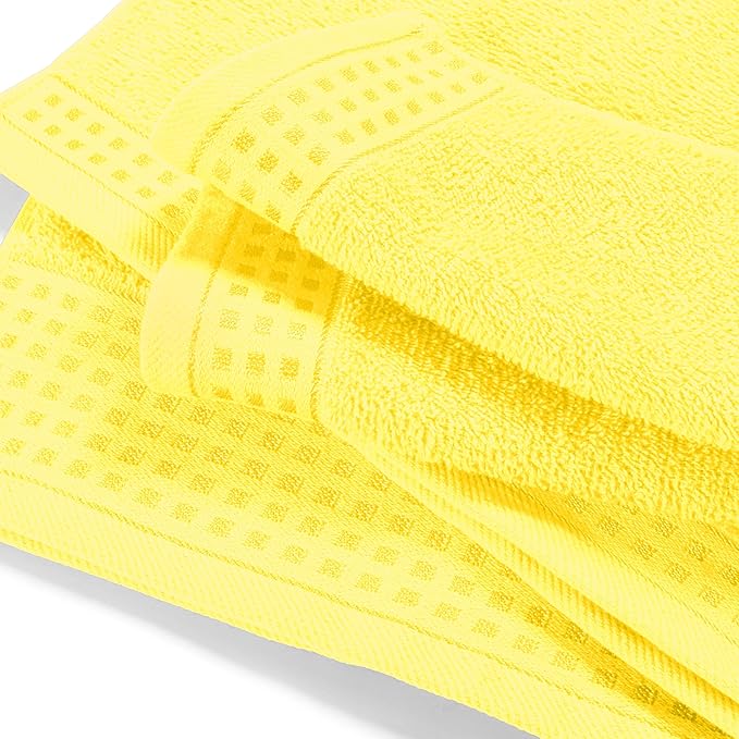 GLAMBURG Ultra Soft 4 Pack Oversized Bath Towel Set 27x54 inches, 100% Cotton Bath Towels, Highly Absorbant Compact Quickdry & Lightweight Towel, Ideal for Gym Travel Camp Pool - Lime Yellow