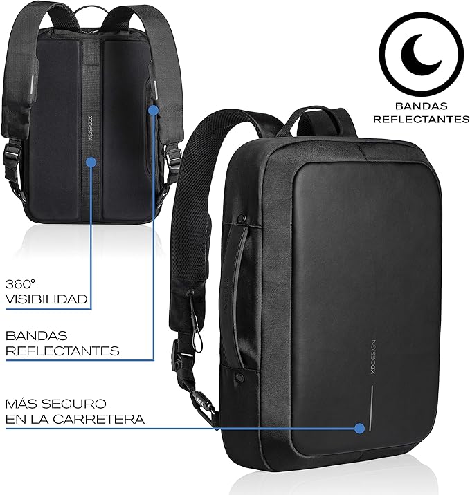 XDDesign Bobby Bizz 10 Liter Anti Theft Laptop Backpack with Padded 15.6" Laptop Sleeve, smart password lock, Water Repellent, USB Charging Port, travel backpack carry on flight for men and women
