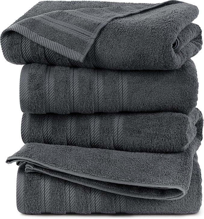 Utopia Towels 4 Pack Premium Extra Large Bath Towels Set, (30 x 60 Inches) 100% Ring Spun Cotton, Lightweight and Highly Absorbent Quick Drying Towels, Perfect for Daily Use (Grey)