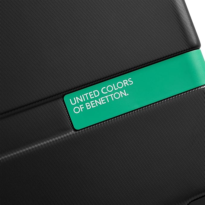 United Colors of Benetton Now! Hardside Luggage with Spinner Wheels, Black, Checked-Large 27 Inch