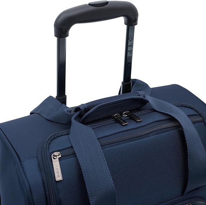 TPRC 15" Smart Underseat Carry-On Luggage with USB Charging Port, Navy Blue