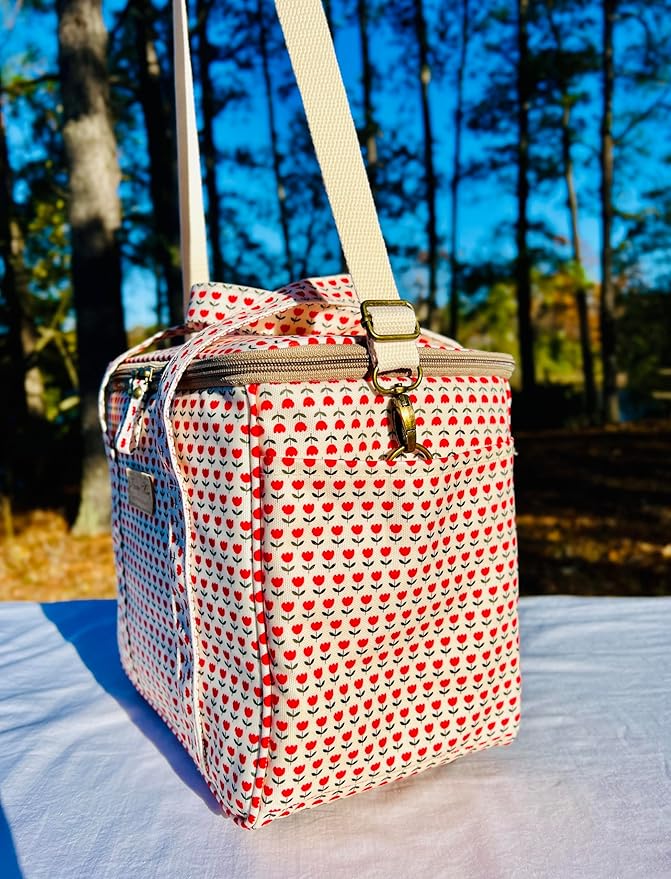 Kwang Min Insulated Insulated Cooler Bag,Reusable Large Lunch Bag for Women, Great for Outdoors,Camping,Party,Premium Quality,Adjustable Strap,Foldable