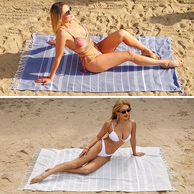 Beach Towel 2 Pack,Sand Free Beach Towels Oversized 39 x 72,Turkish Beach Towel Quick Dry Towel,Lightweight Pool Towels for Adults Travel Towel,Cool Beach Essentials Super Absorbent Towels