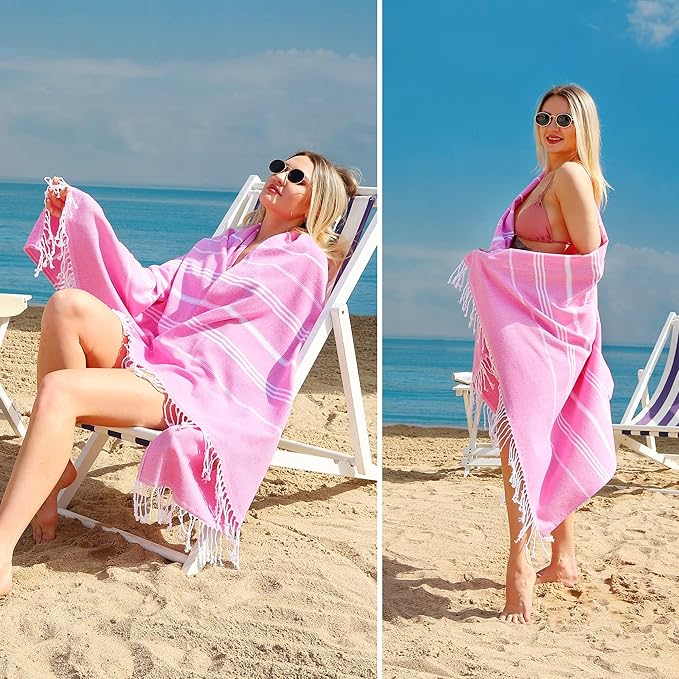 Beach Towel 2 Pack,Sand Free Beach Towels Oversized 39 x 72,Turkish Beach Towel Quick Dry Towel,Lightweight Pool Towels for Adults Travel Towel,Cool Beach Accessories Super Absorbent Towels
