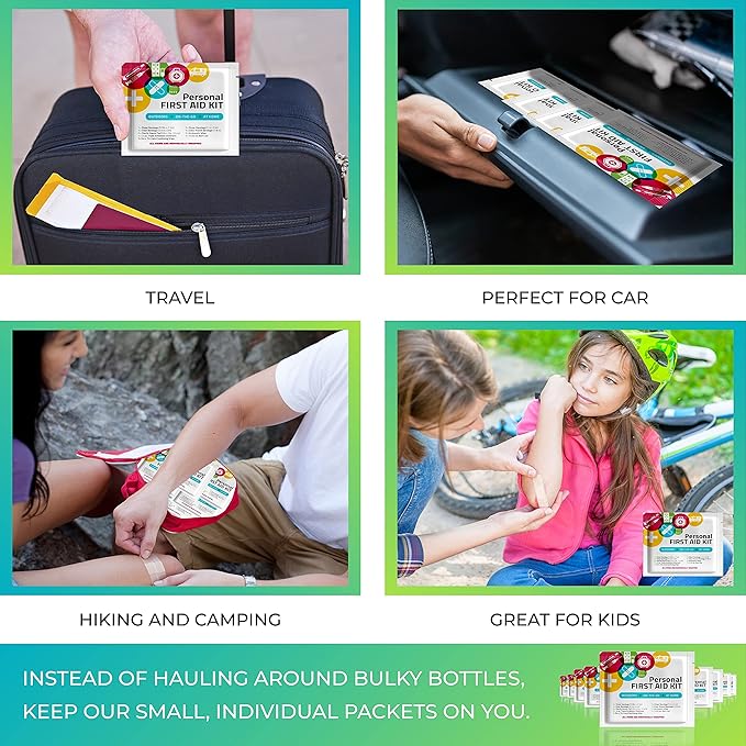 First Aid Emergency Medical Kit Mini and Travel Size - | Great for Kids, Schools, Business, Hiking, Camping | Wound Care Products (Multi-Color) (50)