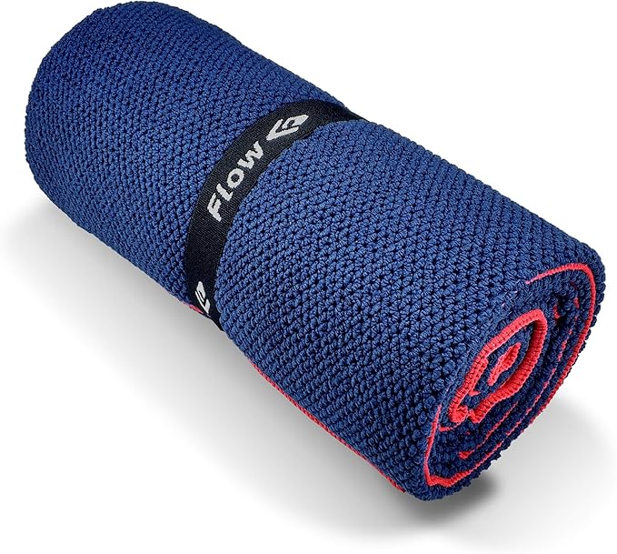 Flow Microfiber Quick Dry Swim Towel - Pool Towels for Competitive Swimming and Other Water Sports with Medium and Large Options Available (Navy, Large (60” x 30”))
