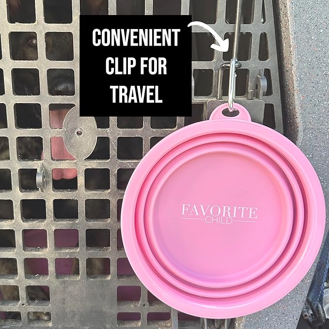 SparkDog Favorite Child Collapsible Dog Bowl, 1000ML (34oz) –XL Food-Grade Silicone Travel Bowl with Sturdy Rim – Extra Large Portable for Dogs & Cats – Great for Pet Lovers (Pink)