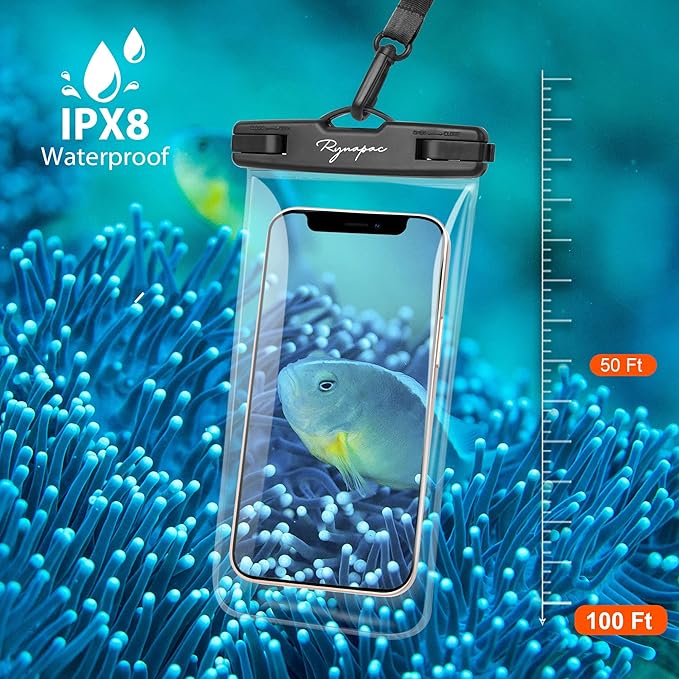 Waterproof Phone Pouch Bag - 7.5in Waterproof Phone Case for Beach Travel, IPX8 Cellphone Dry Bag with Lanyard for iPhone 16 15 14 Pro Max Galaxy S25+ S24+ Pixel 10 Pro, Cruise Essentials 2025