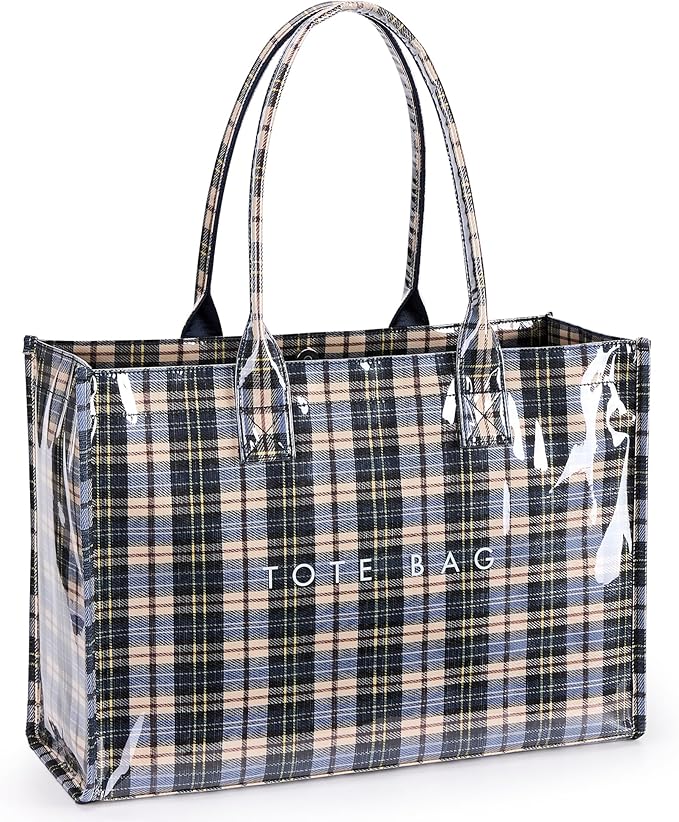 KALIDI PVC Tote Bag Women’s Kraft Paper Work Handbags Purses with Top Handle