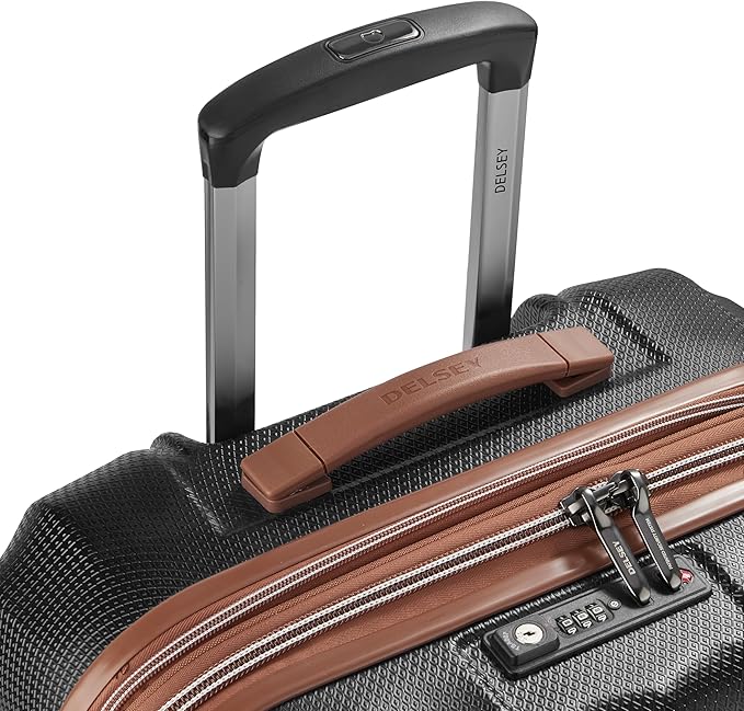DELSEY PARIS Carrousel Hardside Expandable Luggage with Spinner Wheels, Black, Checked-Medium 24 Inch