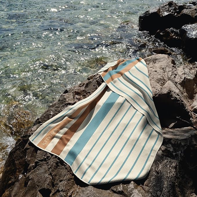 Premium Sand-Free Beach Towel, Hidden Zipper Pocket Spacious 6ft x 3ft, Quick-Dry, Packable, Cavas Tote Included! (Folly)