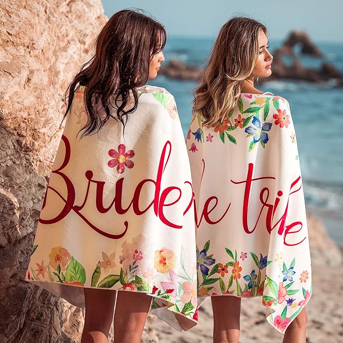 Bride Beach Towel - Large Travel Friendly Honeymoon Towel - Great for Bachelorette Pool Party and Beach Wedding Gift - 60"x30"