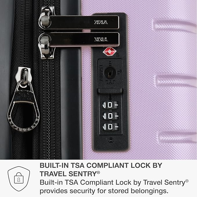 Traveler's Choice Archer Polycarbonate Expandable Luggage with Spinner Wheels, Light Purple, Checked 26-Inch