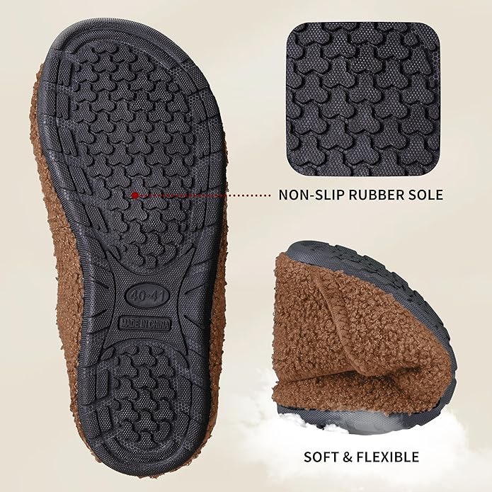 Women's Men's Fuzzy Fur Slippers Casual House Shoes Non Slip Barefoot Slipper Socks Warm Closed Back Indoor Outdoor Shoes