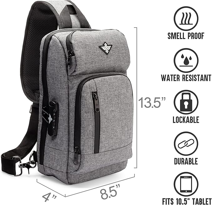 Equinox Sling Backpack Anti Theft Combination Lock Chest Shoulder Bag Waterproof Crossbody Casual Daypack (Black)