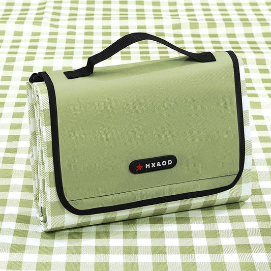 HX&OD Outdoor Picnic Blanket 80"X80" Picnic Mat Extra Large Camping Blanket Beach Blanket Foldable Waterproof Sand Mat Hiking Travel Family Concerts(Green)