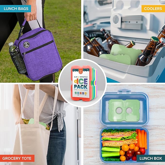 Healthy Packers Ice Pack for Lunch Box - Freezer Packs - Original Cool Pack (Set of 5) | Slim & Long-Lasting Ice Packs for Your Lunch or Cooler Bag (Combo)