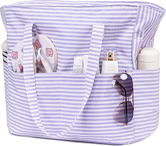 LEDAOU Large Beach Bag Women Waterproof Sandproof Zipper Beach Tote Pool Bag for Swim Gym Grocery Travel with Wet Pocket | Waterproof, Sandproof, Zipper, Pool, Gym, Grocery
