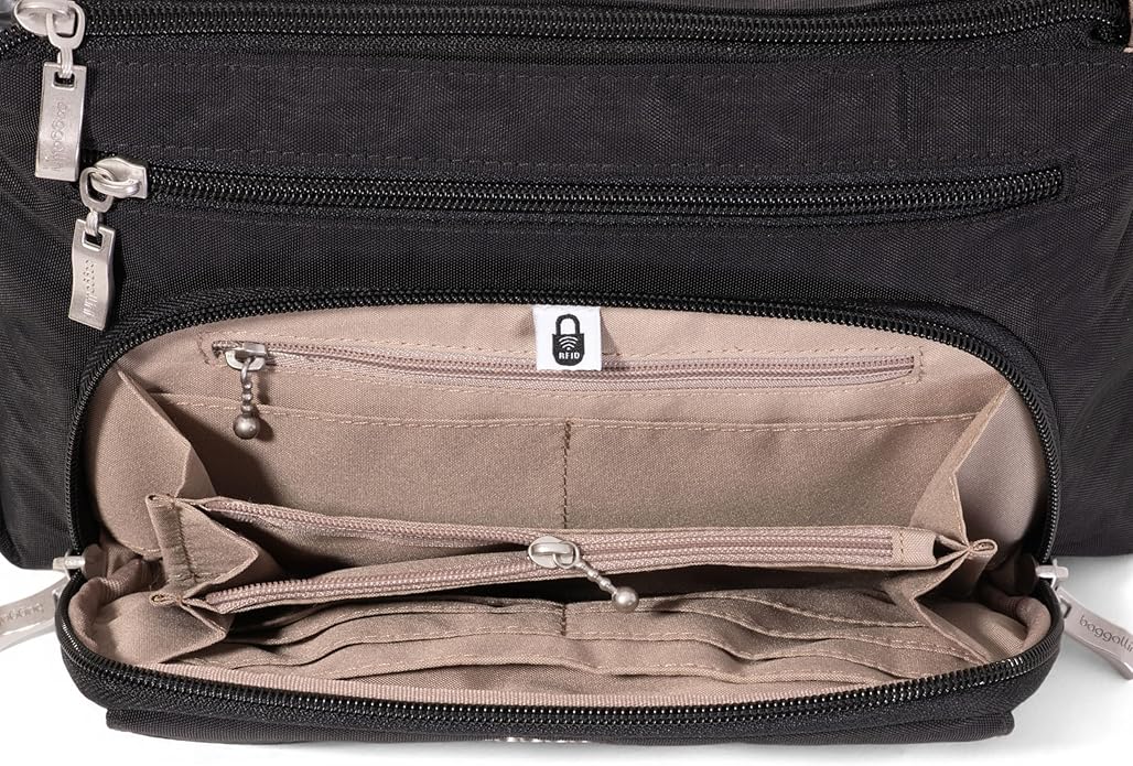 Baggallini Original Everyday 11x7.5 Crossbody Bags Rfid Protected Lightweight Nylon Zippered Travel Purse