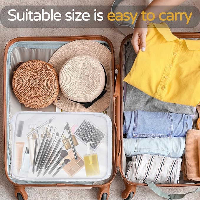 3PCS Clear Hard Plastic Zipper Case, Double Zippers Hard Pouch, Portable Travel Organizer Bin Clear Makeup Bag for Toy Storage, Snack Bag, Cosmetics, Pencil Case, Diaper Bag,Toiletry Bag(3PCS-M-Black)