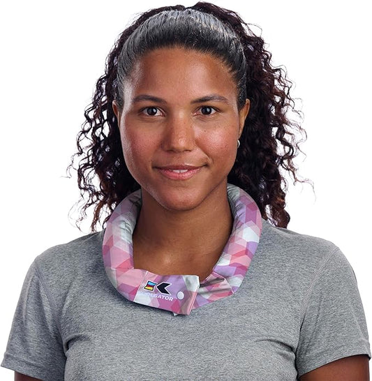 KOOLGATOR Evaporative Cooling Neck Wrap – Reusable Neck Cooler with Long Lasting Relief During Hot Weather Activities, Sports, & Outdoor Work, Pink Geometric, 1 Pack