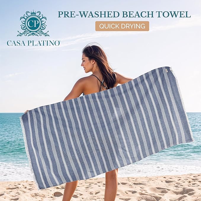 Casa Platino 6 Pack Bulk Beach Towel Set, Turkish Pool Towels, Lightweight, Pre-Washed, Sand-Free & Absorbent, Ideal for Beach or Poolside Use, 39"x71", Coastal Carnival
