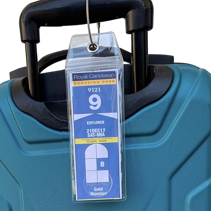 Cruise On Royal Caribbean Cruise Luggage Tag Holder (4 Pack) – Fits All Royal Caribbean Ships, Durable Travel ID Holders for 2026-2027 Cruises, Clear Waterproof Cruise Essentials