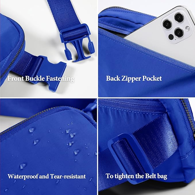 Fanny Pack Cross Body Bag Small Crossbody Bags for Women Men Trendy Nylon Waterproof Mini Purse Travel Running Belt Lulu Dupes Bum Hip Chest Waist Pack Side Bag Must Have Blue