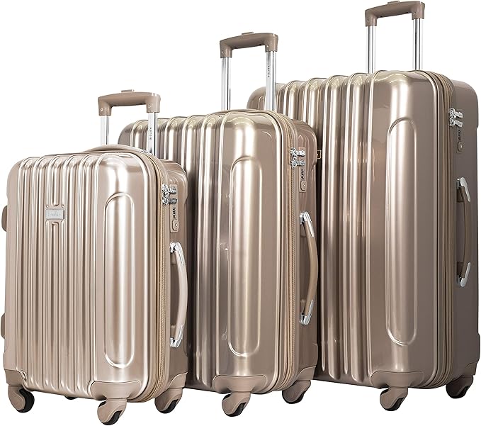 kensie Women's TSA-Lock Hardside Spinner Luggage, Pale Gold, 3-Piece Set (28, 24, 20)