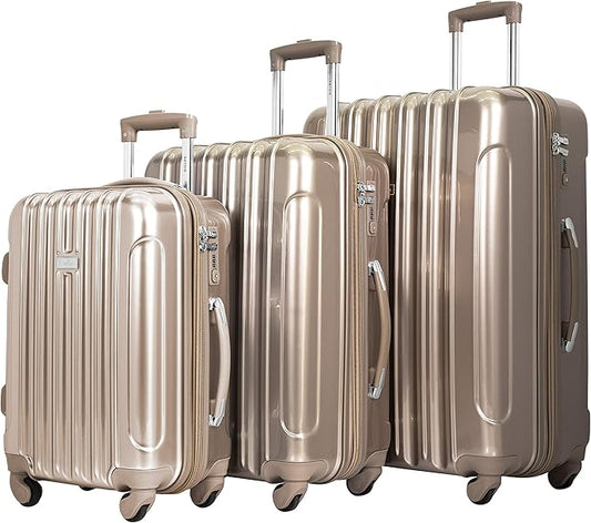 kensie Women's TSA-Lock Hardside Spinner Luggage, Pale Gold, 3-Piece Set (28, 24, 20)