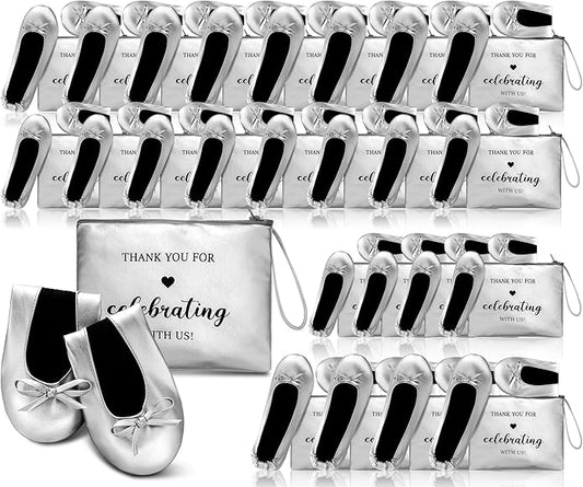 Cuffbow Wedding Foldable Flats Dancing Shoes Bulk Women's Roll up Ballet Flats Wedding Party Slippers for Bridesmaids Guests